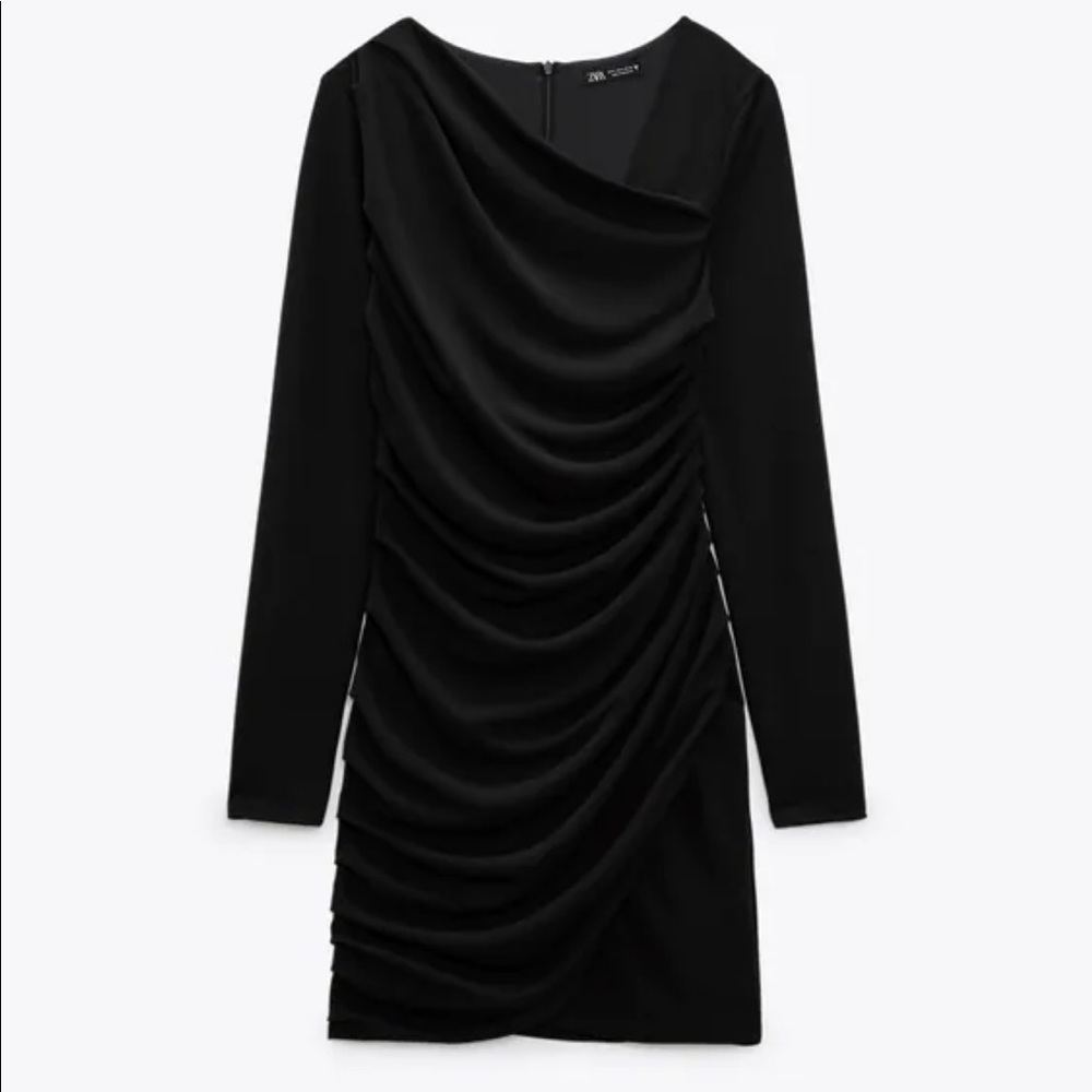 Zara NWT black draped dress